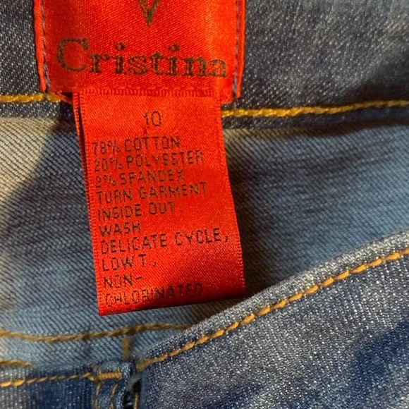 Cristina brand jeans pearl and rhinestone embellishments Embellished Blue Jeans - Picture 11 of 14